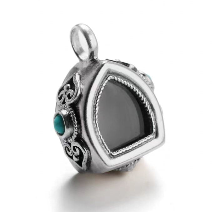 Sterling Silver & Turquoise Amulet Pendant – Protection & Clarity