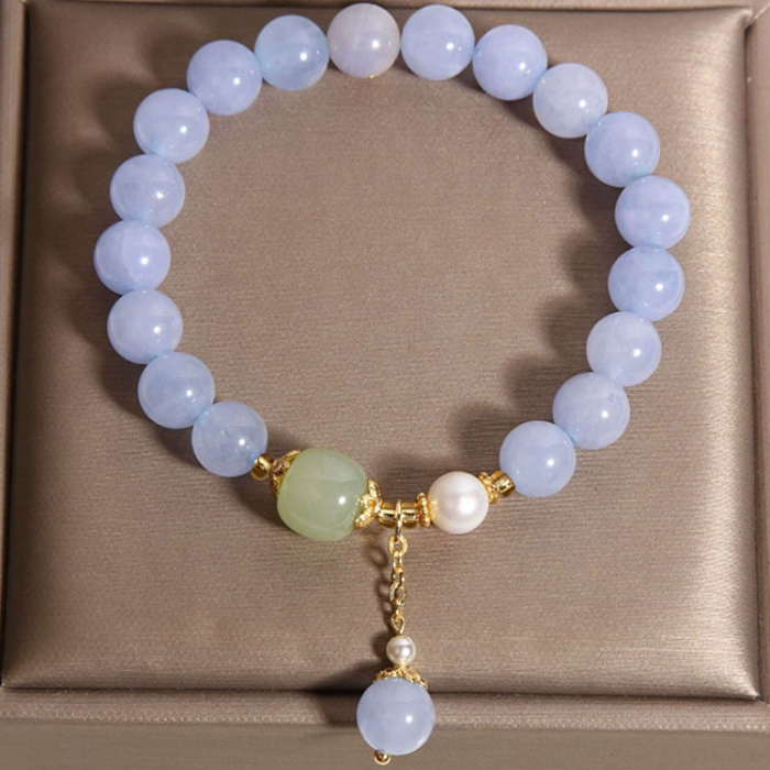 Azure Serenity Bracelet – Aquamarine, Jade & Pearl Harmony