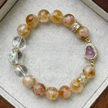 Golden Gourd Wealth Bracelet – Citrine & Rutilated Quartz for Prosperity