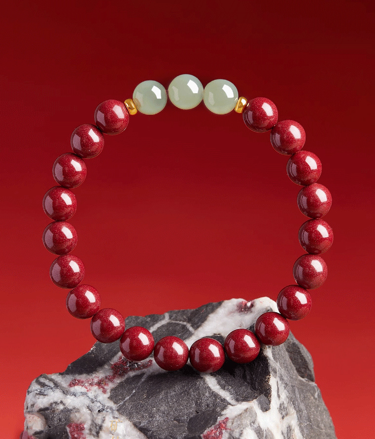 Cinnabar & Jade Bracelet – Protection & Harmony