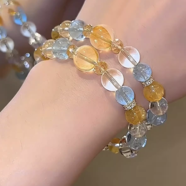 Citrine & Clear Quartz Bracelet – Clarity & Prosperity