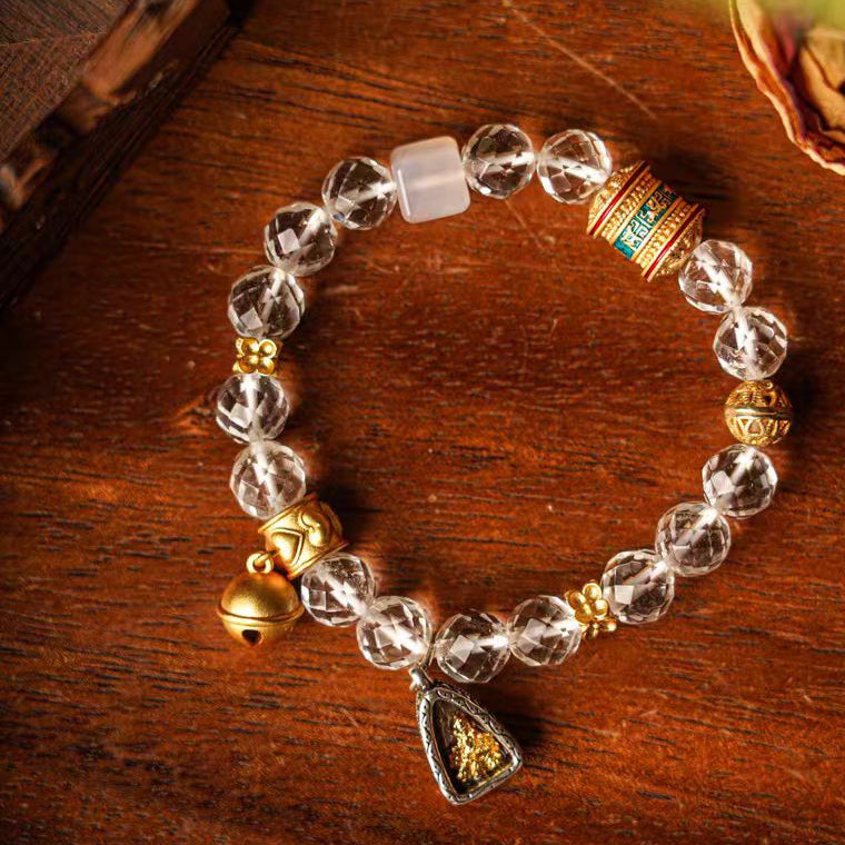 Clear Quartz Amulet Charm Bracelet – Clarity & Protection