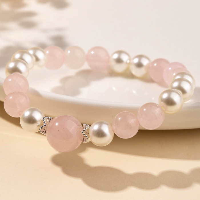 Blushing Luck Bracelet – Rose Quartz & Pearl Harmony