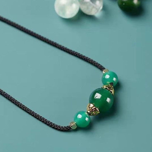 Green Agate Trio Necklace – Harmony & Prosperity