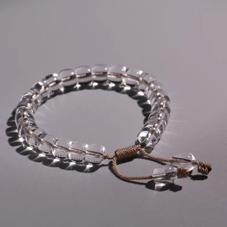 Clear Quartz Cushion-Bead Bracelet – Clarity & Balance