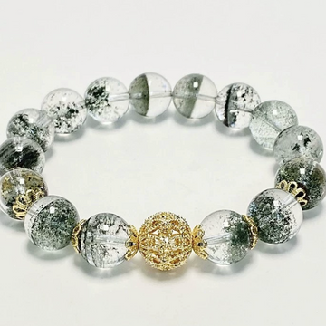 Phantom Garden Bracelet – Green Phantom Quartz & Gold Filigree Harmony