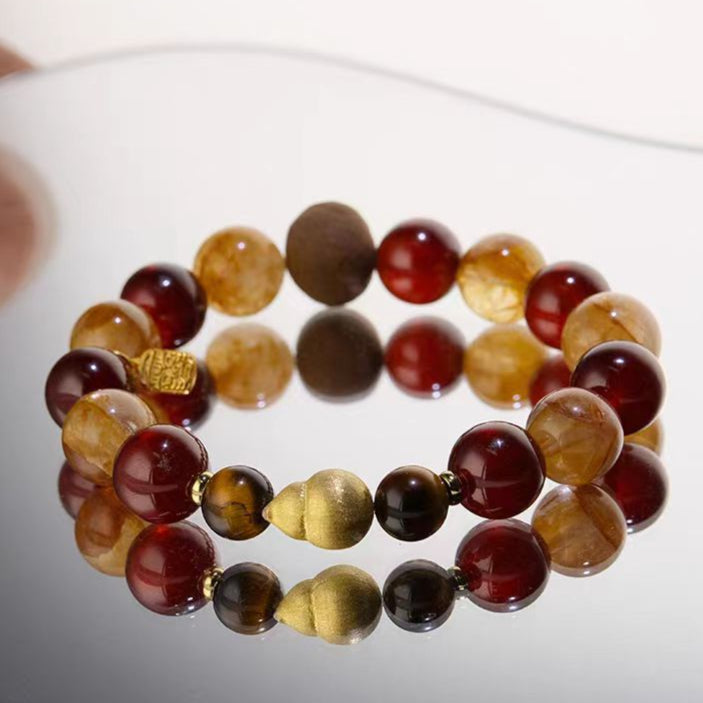 Tibetan Incense Prosperity Bracelet – Garnet & Tiger’s Eye (10mm)