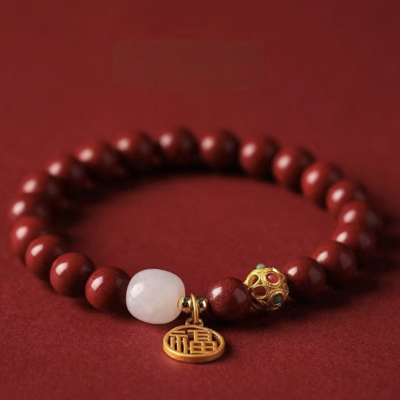 Blessing Charm Bracelet – Cinnabar & Hetian Jade Fortune Energy