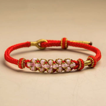 Peach Blossom Weave Bracelet – Hand-Braided, Bead-Through Design (4 Color)
